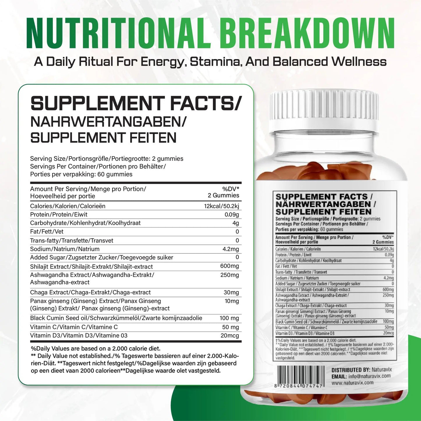 Shilajit Gummies with Ashwagandha & Black Seed Oil | Naturavix™ Naturavix