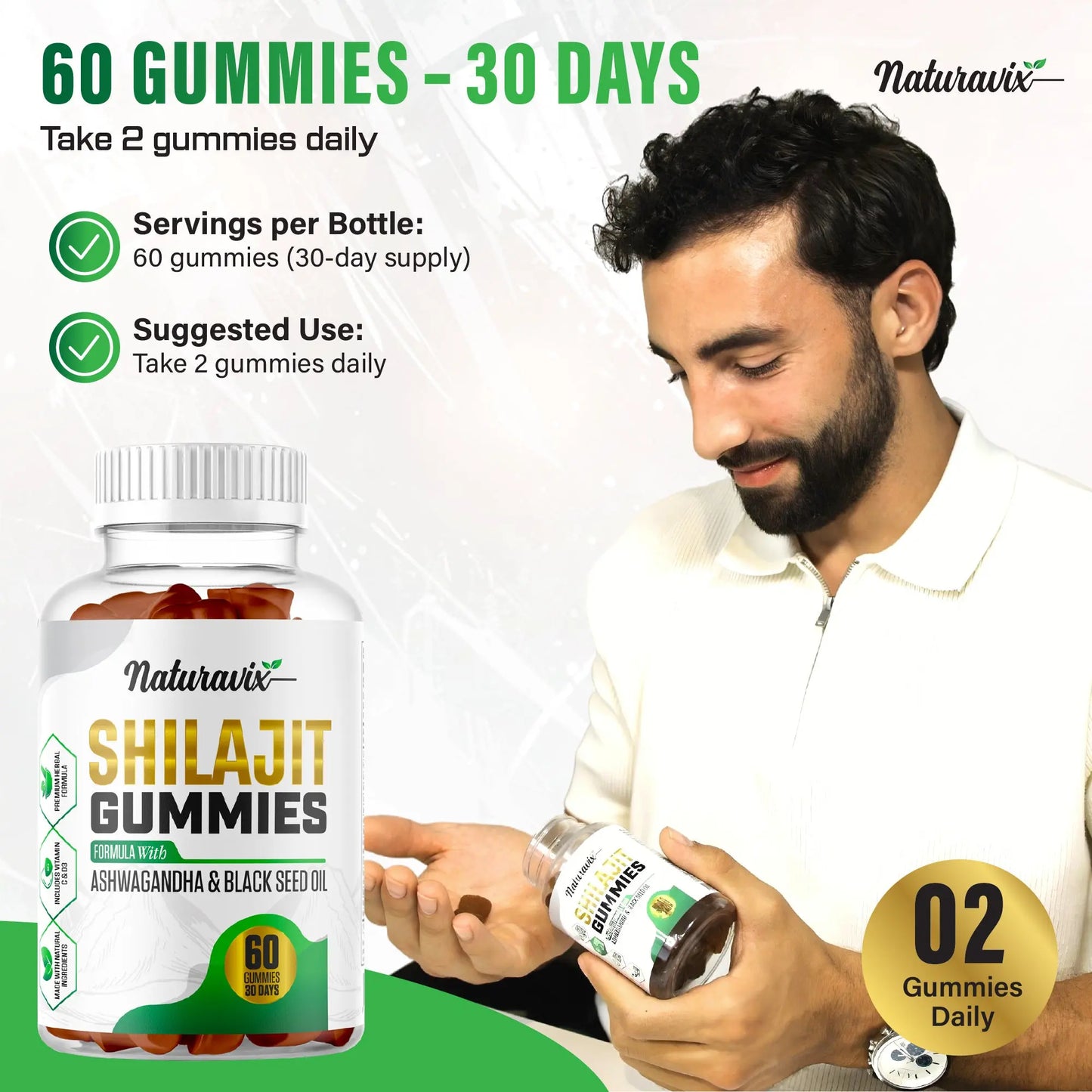 Shilajit Gummies with Ashwagandha & Black Seed Oil | Naturavix™ Naturavix