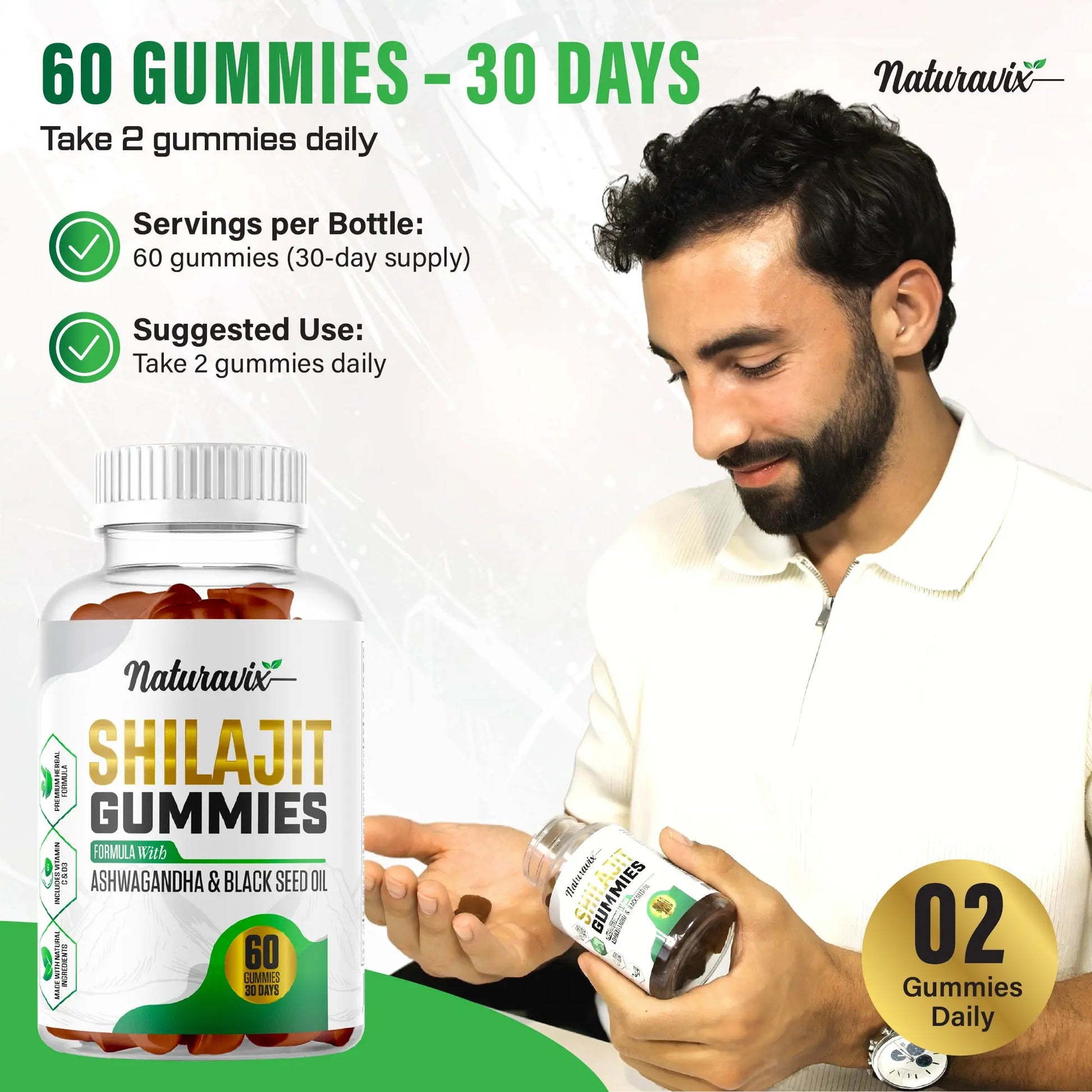 Shilajit Gummies with Ashwagandha & Black Seed Oil | Naturavix™ Naturavix