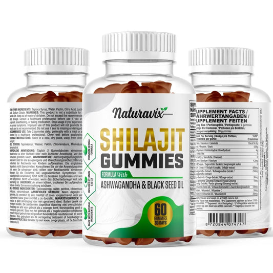 Shilajit Gummies with Ashwagandha & Black Seed Oil | Naturavix™ Naturavix